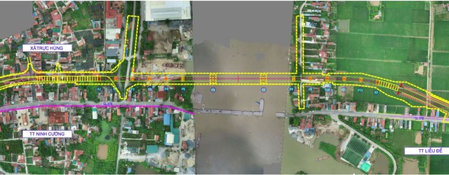 Vị trí xây dựng cầu Ninh Cường vượt sông Ninh Cơ. (Hồ sơ dự án)