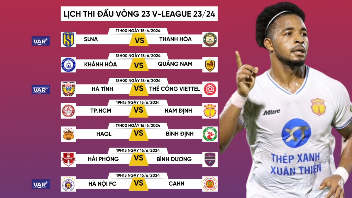 Lịch thi đấu vòng 23 V-League 2023/2024.