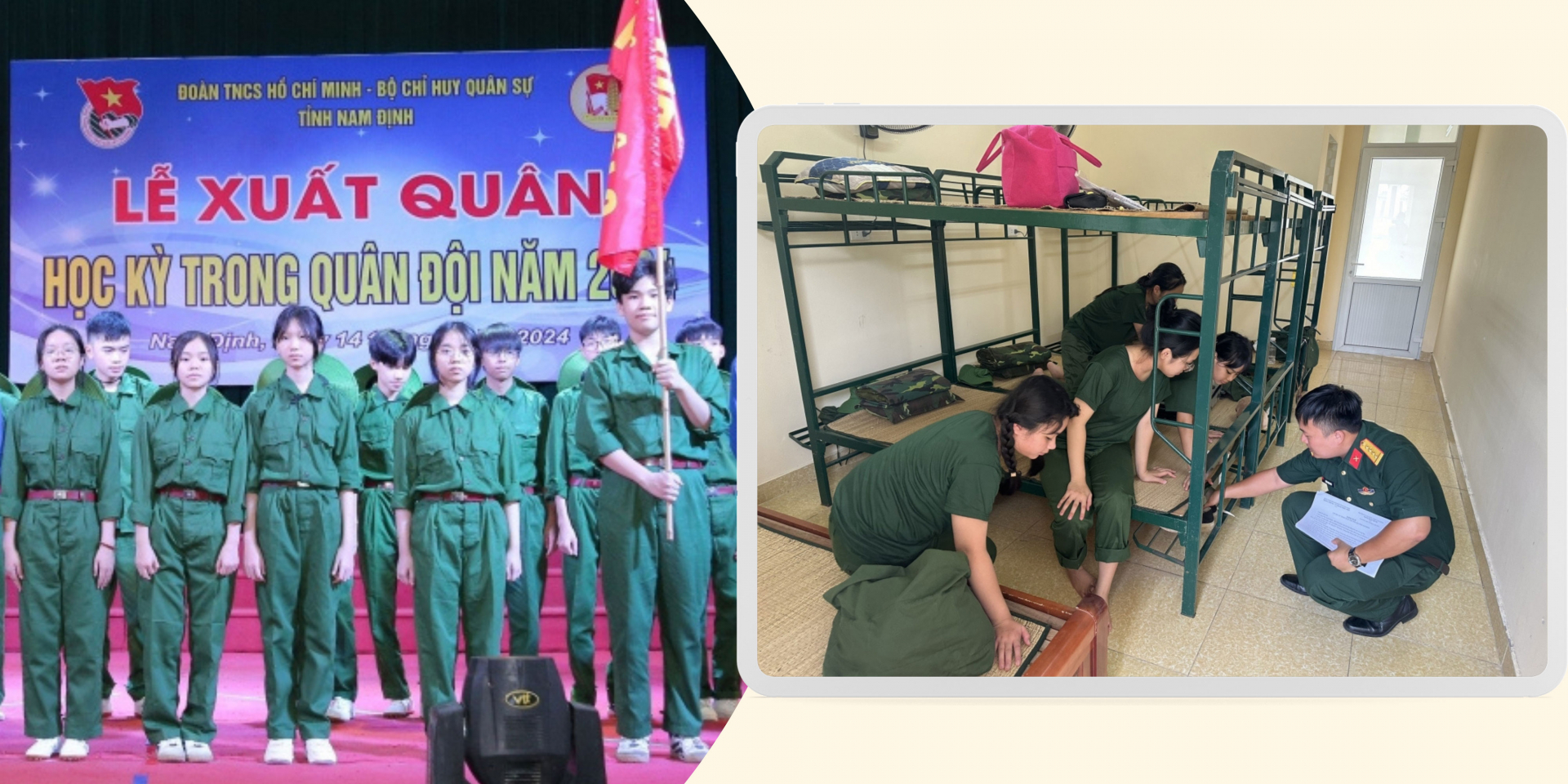 Các em thiếu nhi tham gia lớp Học kỳ trong Quân đội do Đoàn thanh niên tỉnh và Bộ CHQS tỉnh phối hợp.