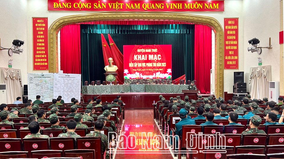 Huyện Nam Trực diễn tập khu vực phòng thủ năm 2023