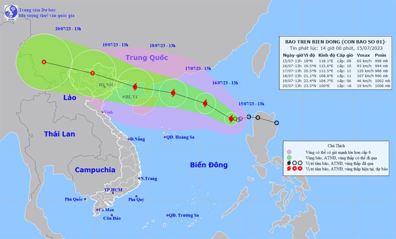 Công điện của Ban Chỉ huy phòng, chống thiên tai và tìm kiếm cứu nạn tỉnh về chủ động ứng phó với cơn bão số 1 (TALIM)