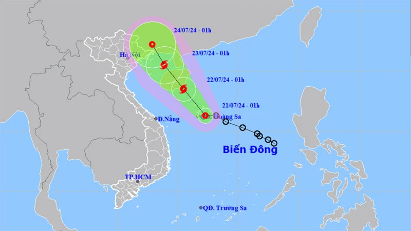 Áp thấp nhiệt đới giật cấp 9 vào vùng biển quần đảo Hoàng Sa