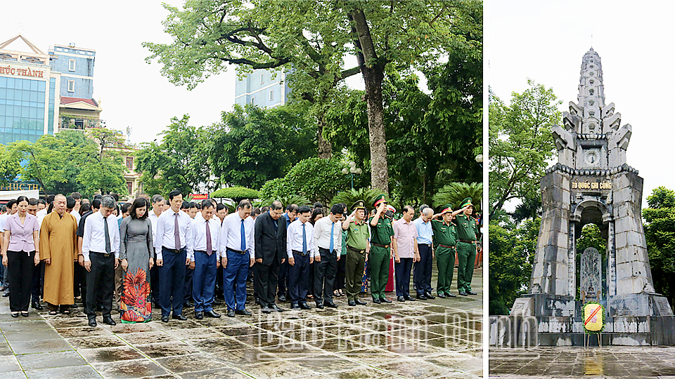 Các đồng chí lãnh đạo tỉnh và thành phố Nam Định dâng đặt vòng hoa tưởng nhớ công lao các Anh hùng Liệt sĩ tại Đài tưởng niệm các Anh hùng Liệt sĩ tỉnh. 

