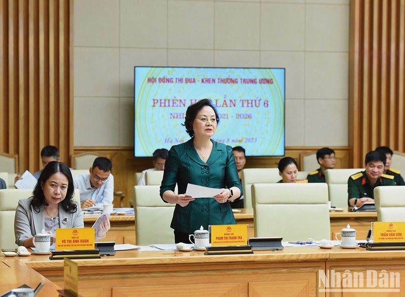 Bộ trưởng Nội Vụ Phạm Thị Thanh Trà phát biểu. 