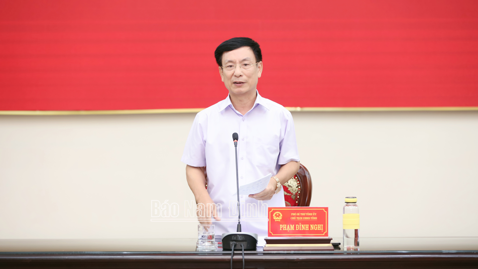 Đồng chí Phạm Đình Nghị, Phó Bí thư Tỉnh ủy, Chủ tịch UBND tỉnh phát biểu kết luận hội nghị.

