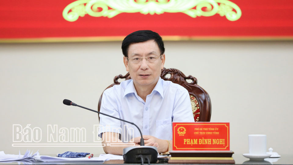 Đồng chí Phạm Đình Nghị, Phó Bí thư Tỉnh uỷ, Chủ tịch UBND tỉnh chủ trì hội nghị.