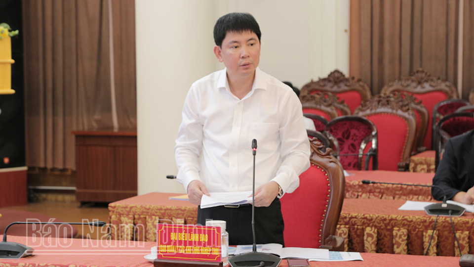 Đồng chí Nguyễn Hoàng Anh, Trưởng ban Ban Quản lý các Khu công nghiệp tỉnh phát biểu tại buổi làm việc.