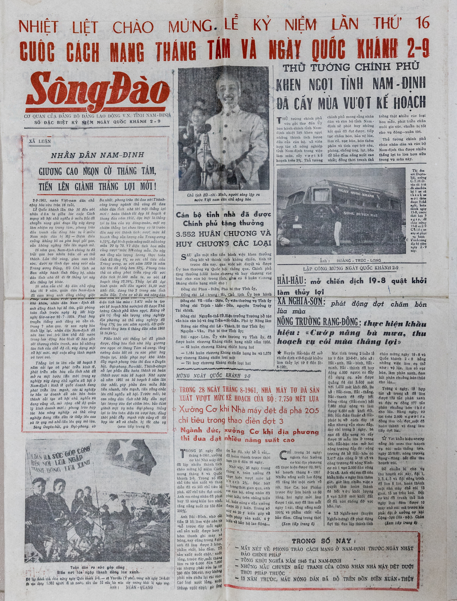 Tờ báo Sông Đào, số ra ngày 2/9/1961.