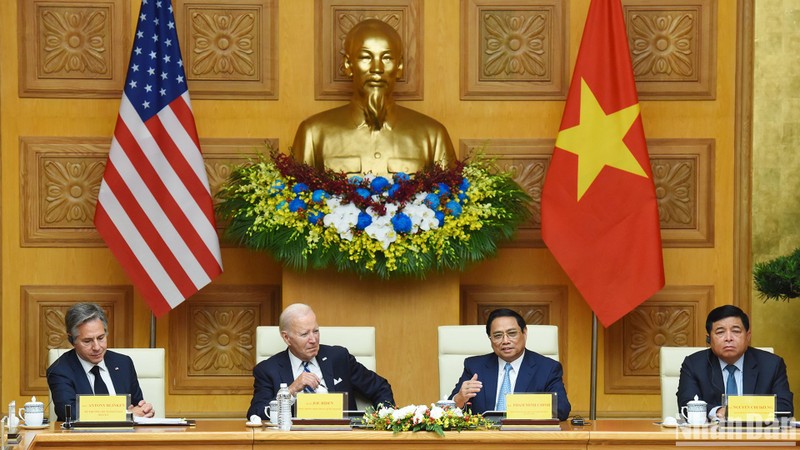 Tổng thống Hoa Kỳ Joe Biden và Thủ tướng Phạm Minh Chính tại hội nghị.
