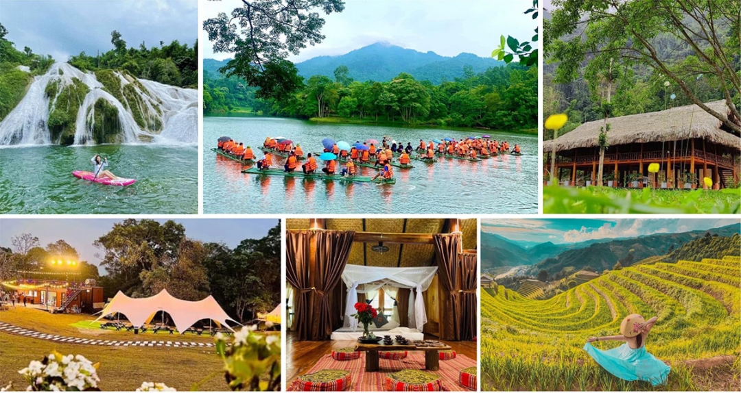 Du khách tham quan trải nghiệm tại các điểm du lịch của Tuyên Quang.