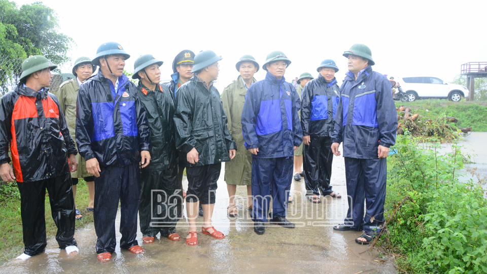 Đồng chí Phó Chủ tịch Thường trực UBND tỉnh kiểm tra hệ thống đê sông, đê bối tại huyện Ý Yên 