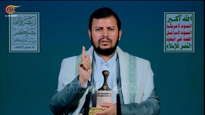 Thủ lĩnh lực lượng Houthi ở Yemen, Abdul-Malik al-Houthi ngày 15/9/2024 tuyên bố các chiến dịch quân sự của nhóm này nhằm chống Israel sẽ tiếp tục được thực hiện. Ảnh: IRNA/TTXVN
