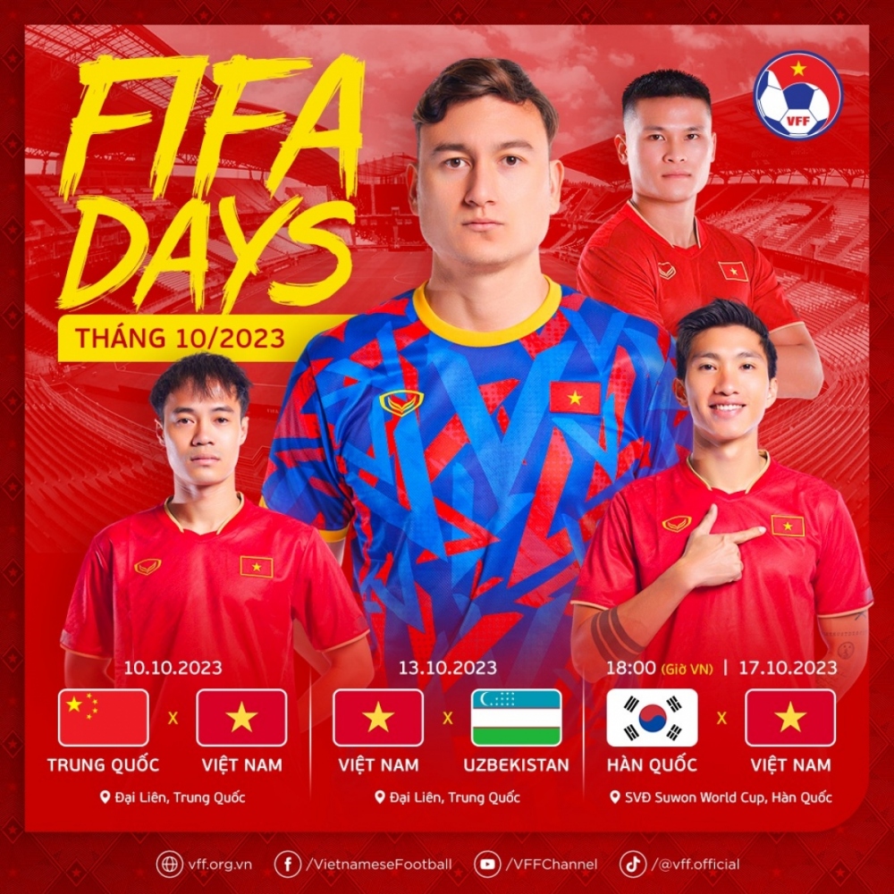 Lịch thi đấu dịp FIFA Days tháng 10 của ĐT Việt Nam