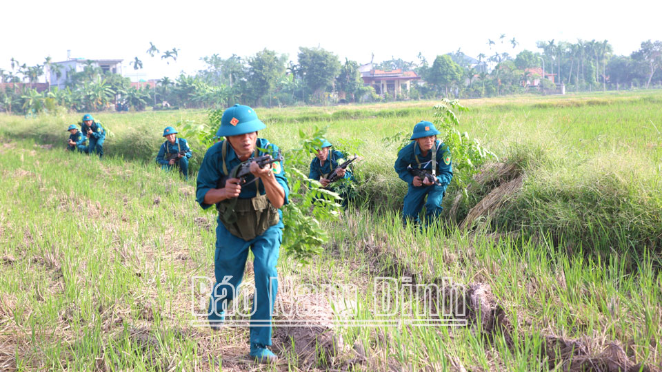 Huyện Trực Ninh diễn tập chiến đấu các xã, thị trấn trong khu vực phòng thủ năm 2023