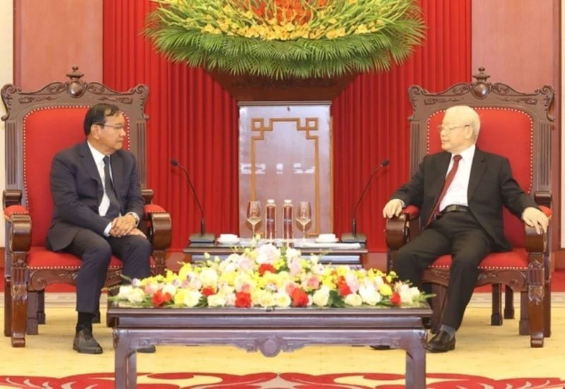 Tổng Bí thư Nguyễn Phú Trọng tiếp Đoàn đại biểu cấp cao Ban Đối ngoại Trung ương Đảng Nhân dân Campuchia