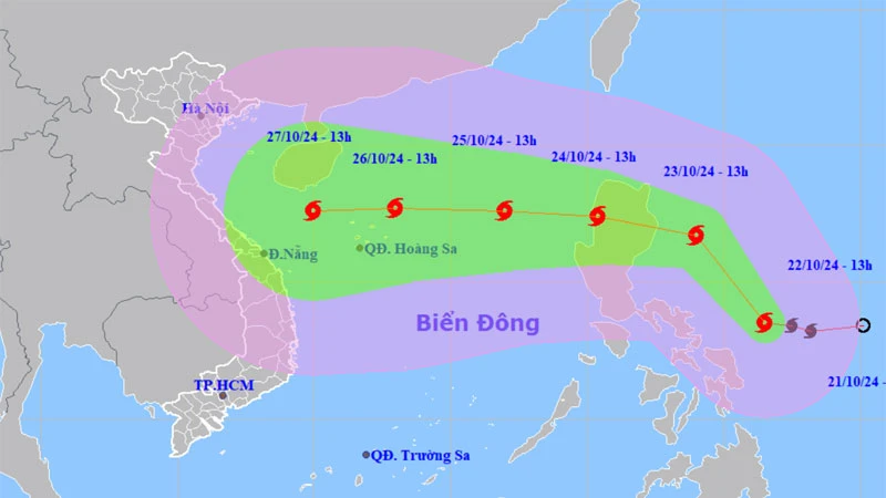 Áp thấp nhiệt đới mạnh lên thành bão mạnh cấp 8, giật cấp 10