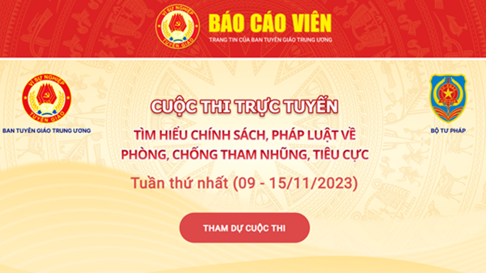 Tổ chức cuộc thi trắc nghiệm trực tuyến tìm hiểu chính sách pháp luật về phòng, chống tham nhũng, tiêu cực