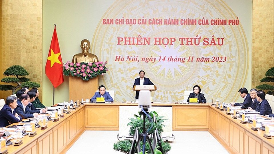 Thủ tướng Phạm Minh Chính chủ trì phiên họp Ban Chỉ đạo Cải cách hành chính của Chính phủ - Ảnh: VGP/Nhật Bắc
            