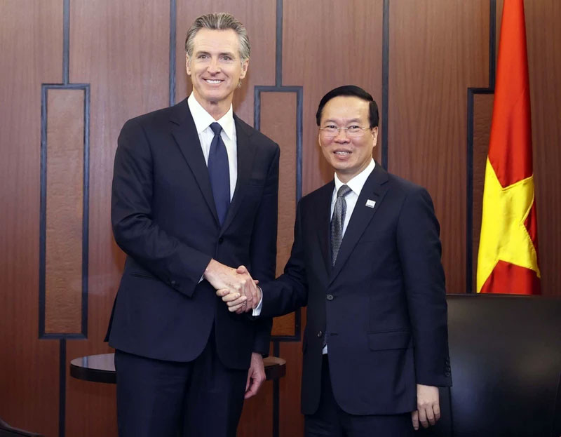 Chủ tịch nước Võ Văn Thưởng và Thống đốc bang California Gavin Newsom.