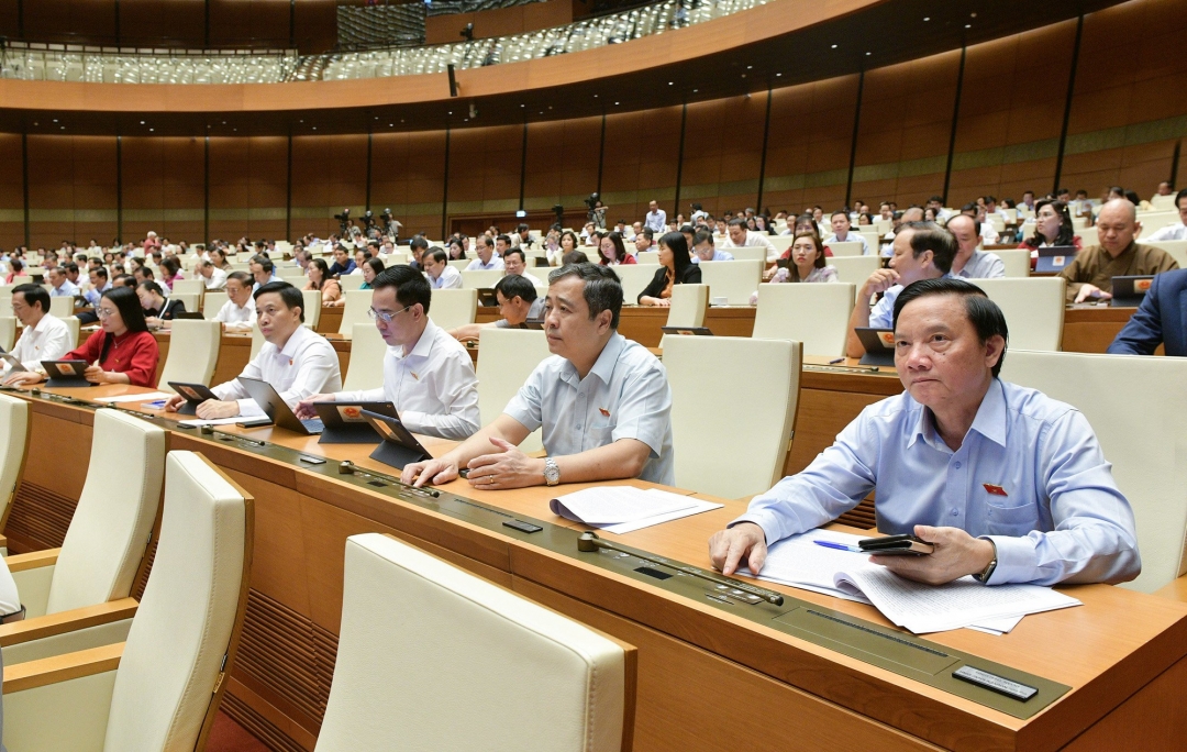 Phó Chủ tịch Quốc hội Nguyễn Khắc Định cùng các đại biểu tham gia biểu quyết