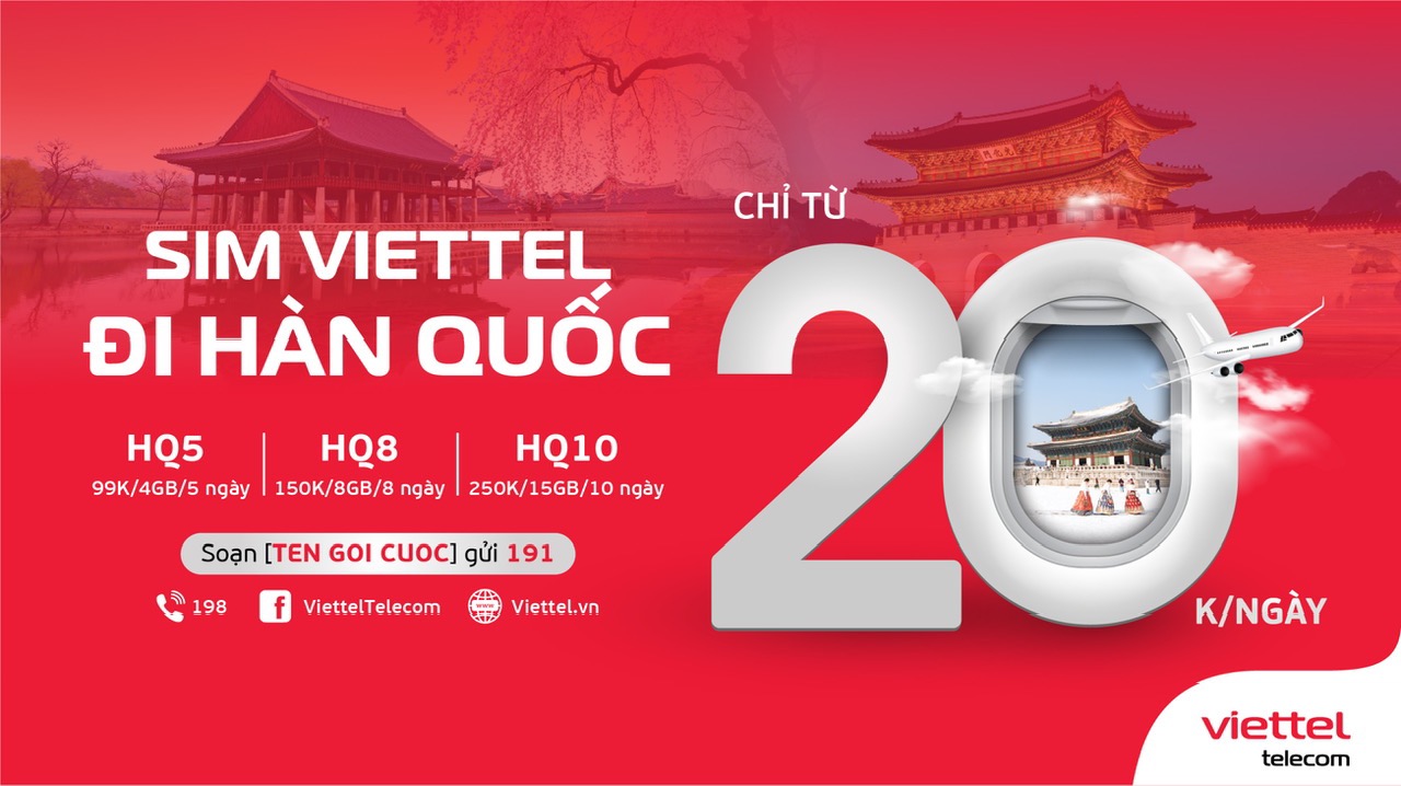 Viettel tăng tới 50% lưu lượng, giá không đổi khi roaming tại Hàn Quốc và Trung Quốc