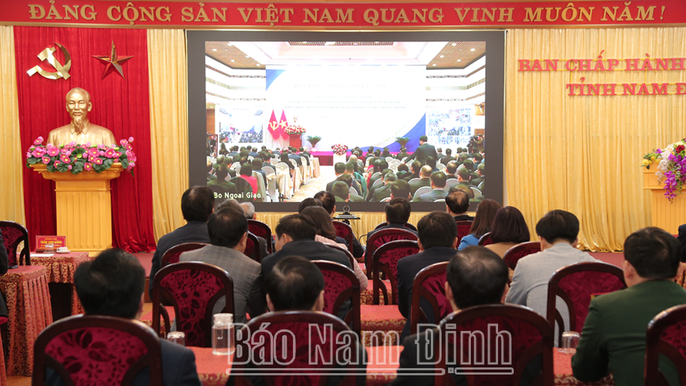 Quang cảnh hội nghị tại điểm cầu Nam Định. 
