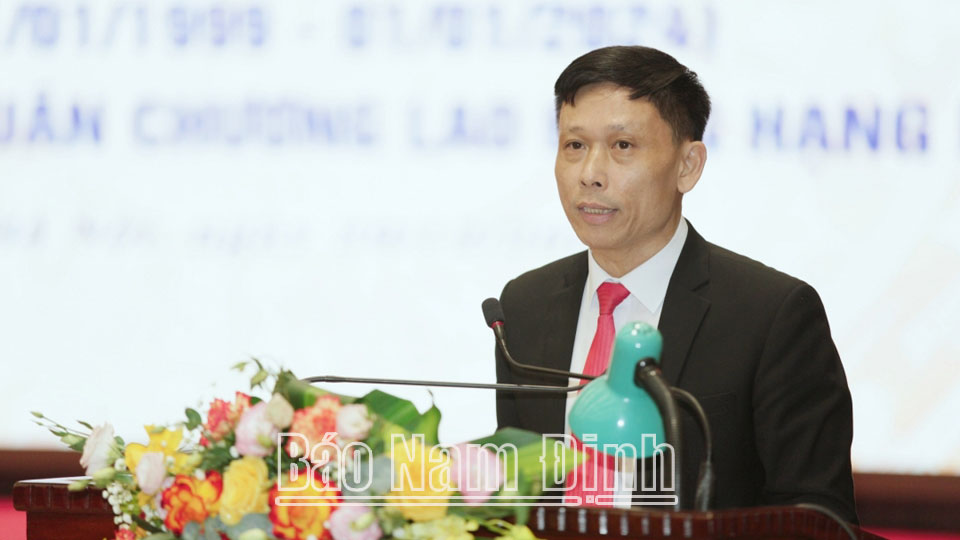 PGS.TS Nguyễn Thành Lợi, Tổng Biên tập Báo Kinh tế và Đô thị phát biểu tại lễ kỷ niệm.