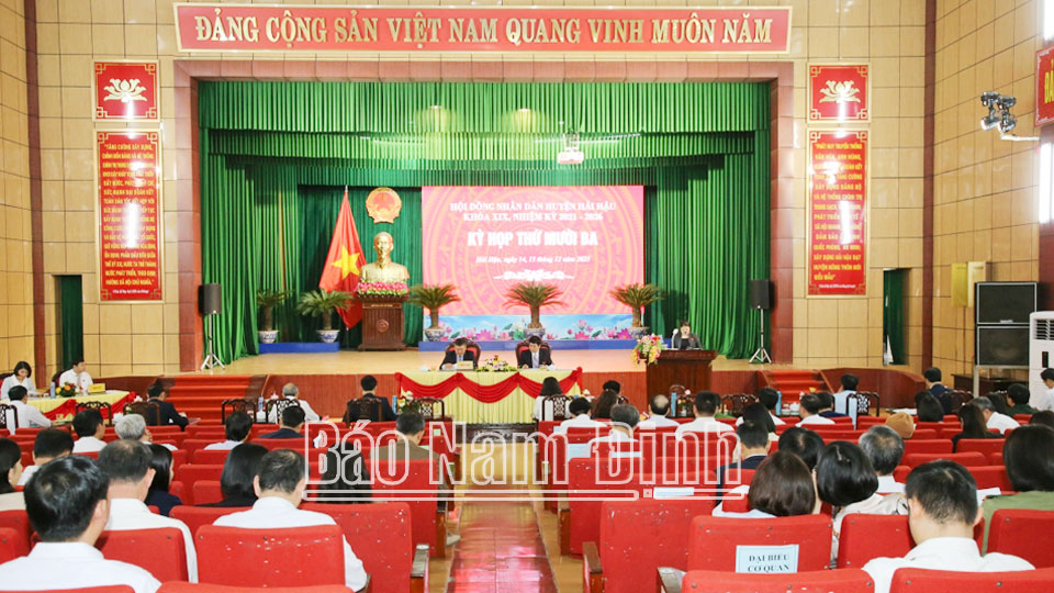 Toàn cảnh Kỳ họp thứ mười ba, HĐND huyện Hải Hậu khóa XIX, nhiệm kỳ 2021-2026.