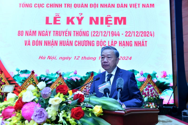 Tổng Bí thư Tô Lâm phát biểu tại Lễ kỷ niệm. (Ảnh: Đăng Khoa)