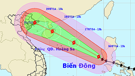 Bão số 2 giật cấp 15, cấp 16, cách quần đảo Hoàng Sa khoảng 780km về phía Đông Đông Nam