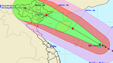 Bão số 2 giật cấp 15, cấp 16, cách quần đảo Hoàng Sa khoảng 350km về phía Đông