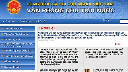 Khai trương trang thông tin điện tử Văn phòng Chủ tịch nước