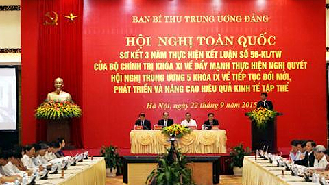 Hội nghị trực tuyến toàn quốc sơ kết 3 năm thực hiện Kết luận số 56-KL/TW của Bộ Chính trị (khóa XI) về tiếp tục đổi mới, phát triển và nâng cao hiệu quả kinh tế tập thể