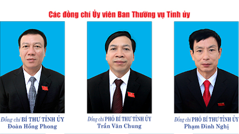 Danh sách Ban Thường vụ Tỉnh ủy, Ban Chấp hành Đảng bộ tỉnh, Ủy ban Kiểm tra Tỉnh ủy