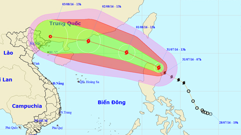 TIN BÃO GẦN BIỂN ĐÔNG (Hồi 14 giờ ngày 31-7)