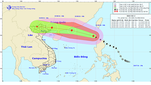 TIN BÃO TRÊN BIỂN ĐÔNG (Hồi 04 giờ ngày 1-8)