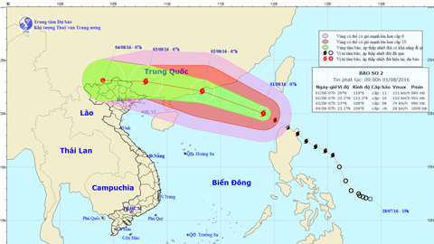 TIN BÃO TRÊN BIỂN ĐÔNG (Hồi 08 giờ ngày 1-8)