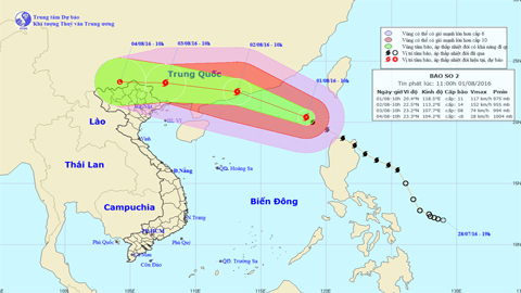 TIN BÃO TRÊN BIỂN ĐÔNG (Hồi 10 giờ ngày 1-8)