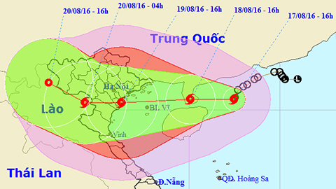 Tin bão gần bờ cơn bão số 3 (Hồi 16 giờ ngày 17-8)