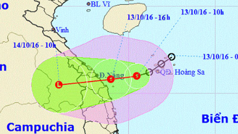 Tin áp thấp nhiệt đới gần bờ (Hồi 10 giờ ngày 13-10)