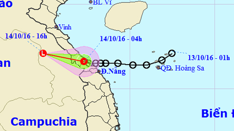 Tin áp thấp nhiệt đới trên đất liền (Hồi 4 giờ ngày 14-10)