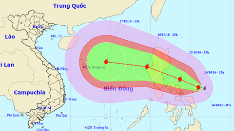 Tin bão gần Biển Đông (Hồi 13 giờ ngày 14-10)