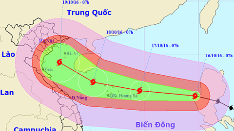 Tin bão trên Biển Đông cơn bão số 7 (Hồi 8 giờ ngày 16-10)