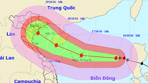 Tin bão trên Biển Đông cơn bão số 7 (Hồi 16 giờ ngày 16-10)