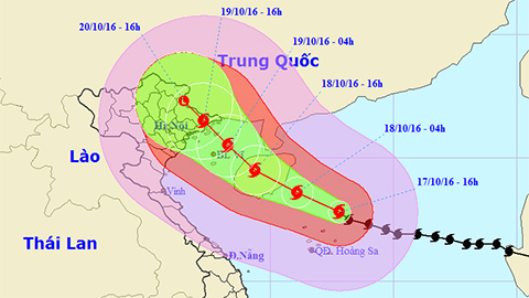 Tin bão gần bờ cơn bão số 7 (Hồi 16 giờ ngày 17-10)