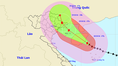 Tin bão gần bờ cơn bão số 7 (Hồi 7 giờ ngày 18-10)