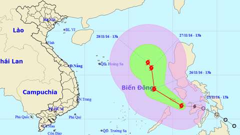 Tin bão gần Biển Đông (Hồi 13 giờ ngày 25-11)