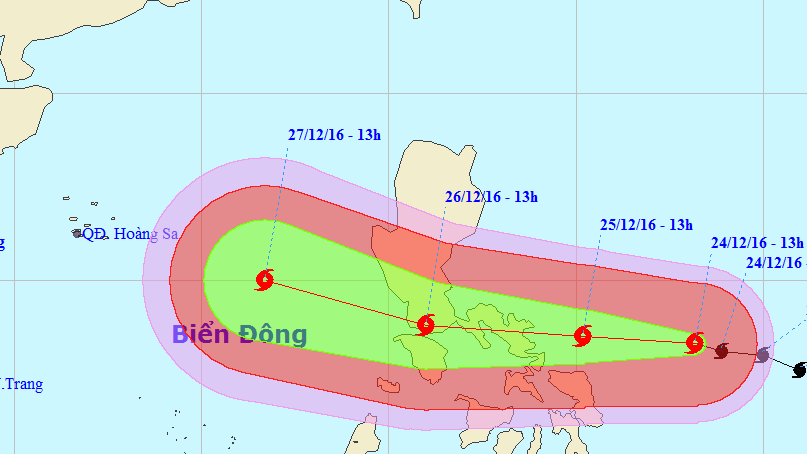 Tin về cơn bão NOCK-TEN (Hồi 13 giờ ngày 24-12)
