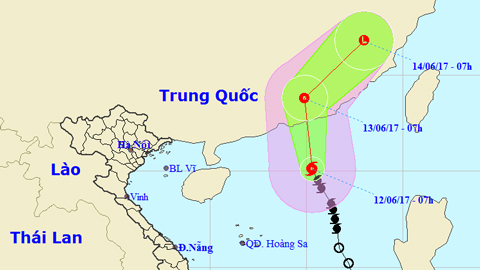Tin bão trên Biển Đông cơn bão số 1 - Merbok (Hồi 7 giờ ngày 12-6)