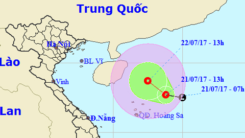 Tin áp thấp nhiệt đới trên Biển Đông (Hồi 13 giờ ngày 21-7)